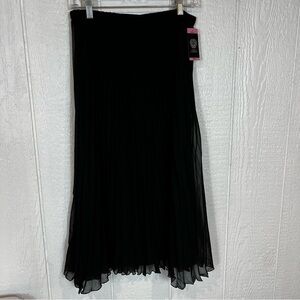 NEW Vince Camuto Black Accordion Midi Length Skirt Size Small
